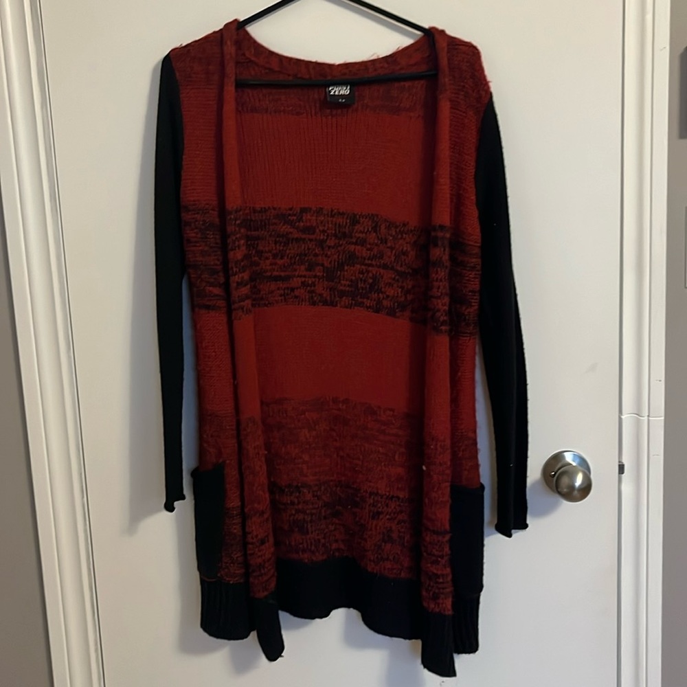 Knee length knit cardigan